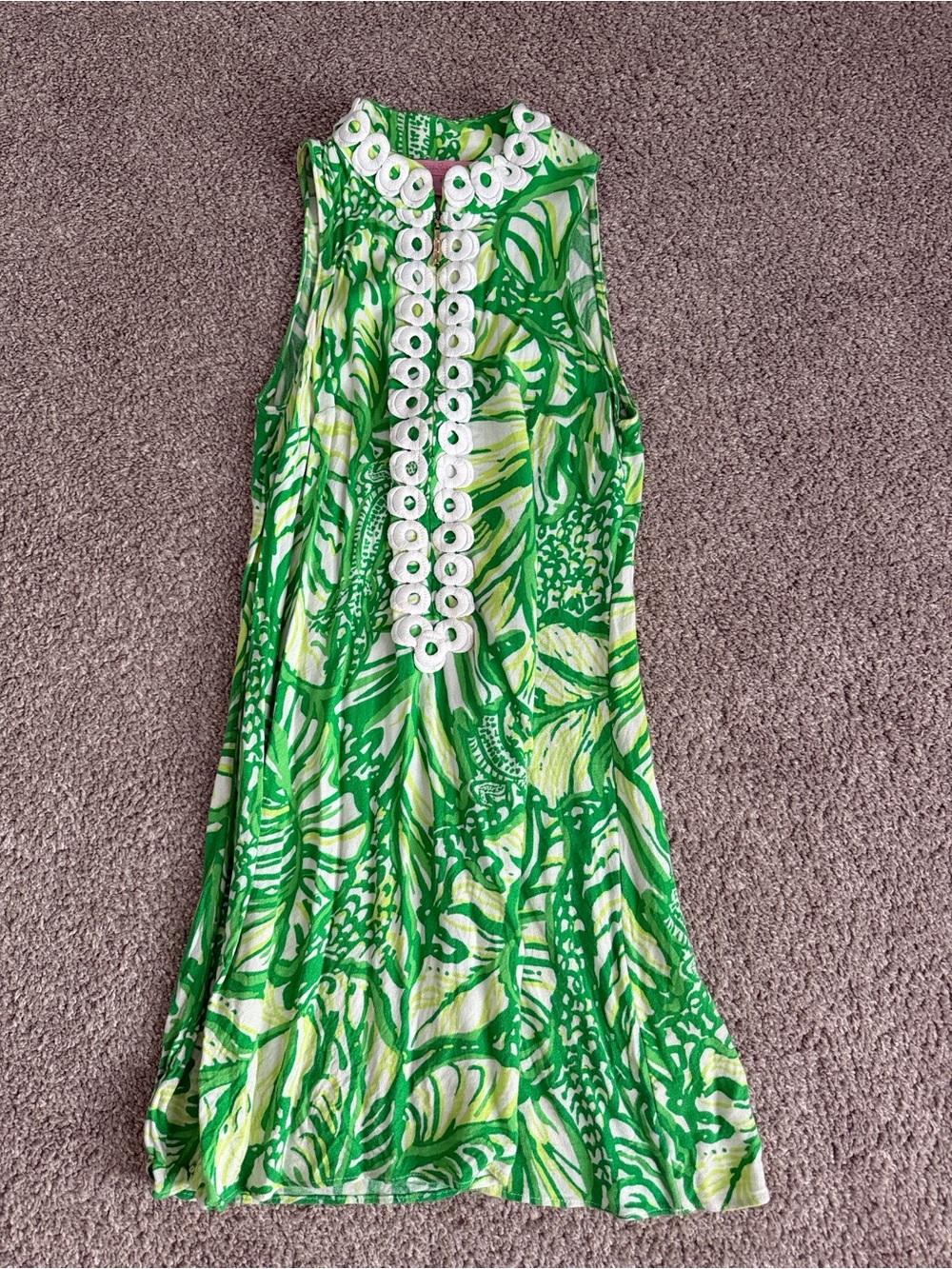 Lilly Pulitzer Adalee Green and White Tropical Print Sleeveless Dress